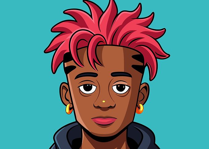 Cartoon Man with Pink Hair