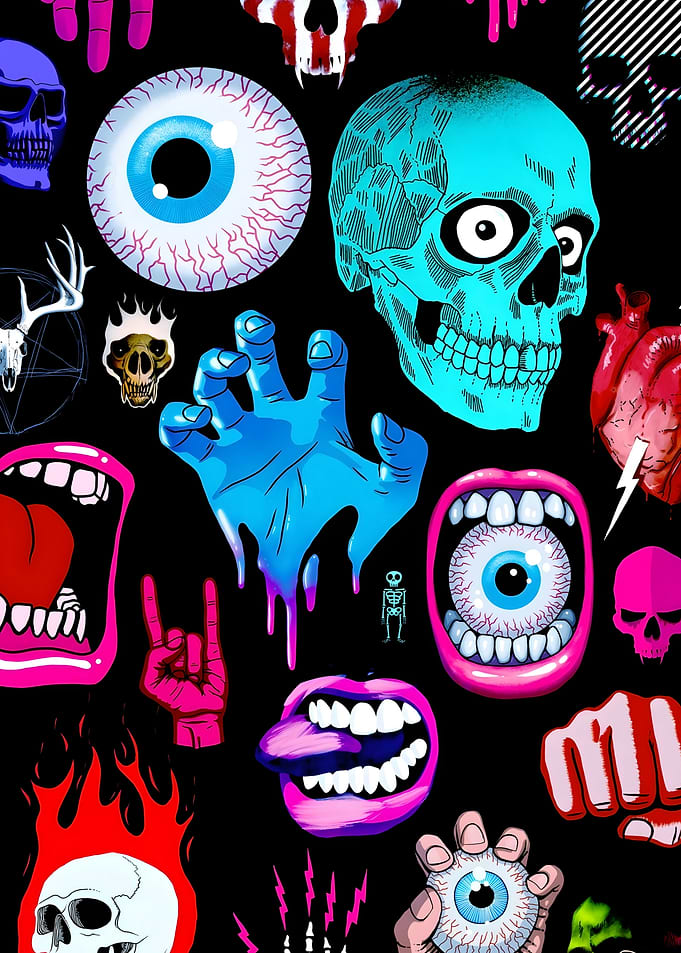 Psychedelic Skull & Eye Pattern