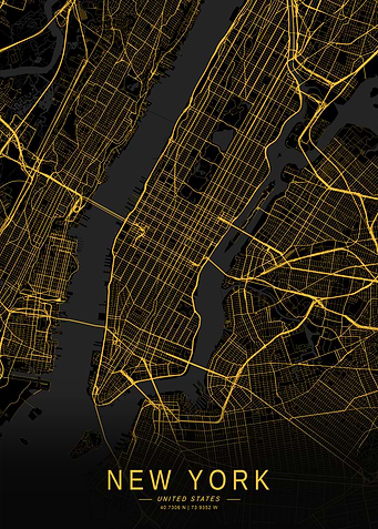 Golden New York City Map
