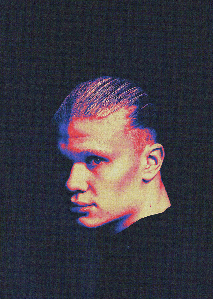 Haaland portrait grainy gradient