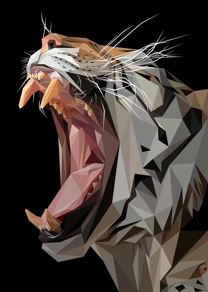 Tiger Roar Low Poly Abstract