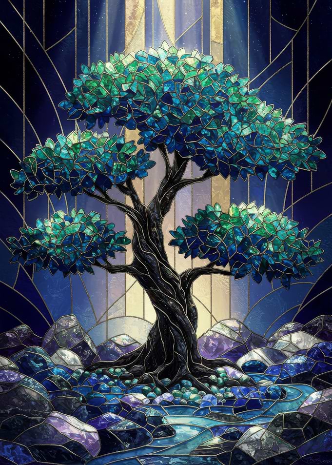 Stained Glass Dark Tree