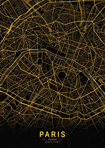 Golden Paris City Map