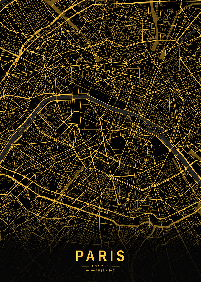 Golden Paris City Map