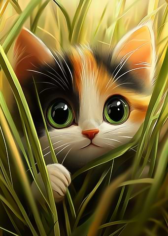 Calico Kitten in Grass