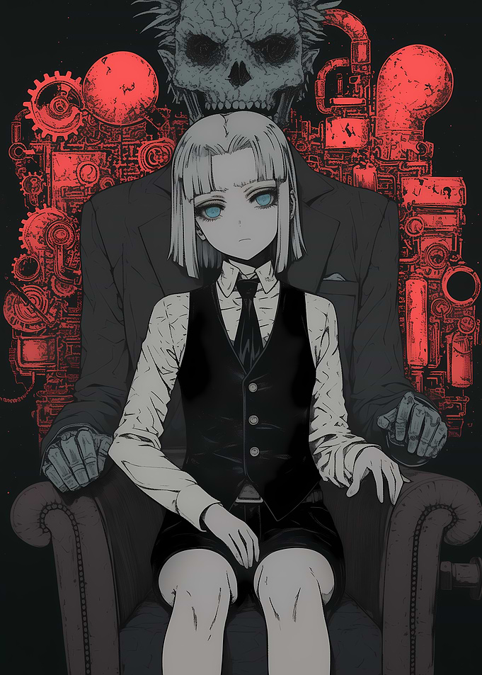 Steampunk Girl with Skull