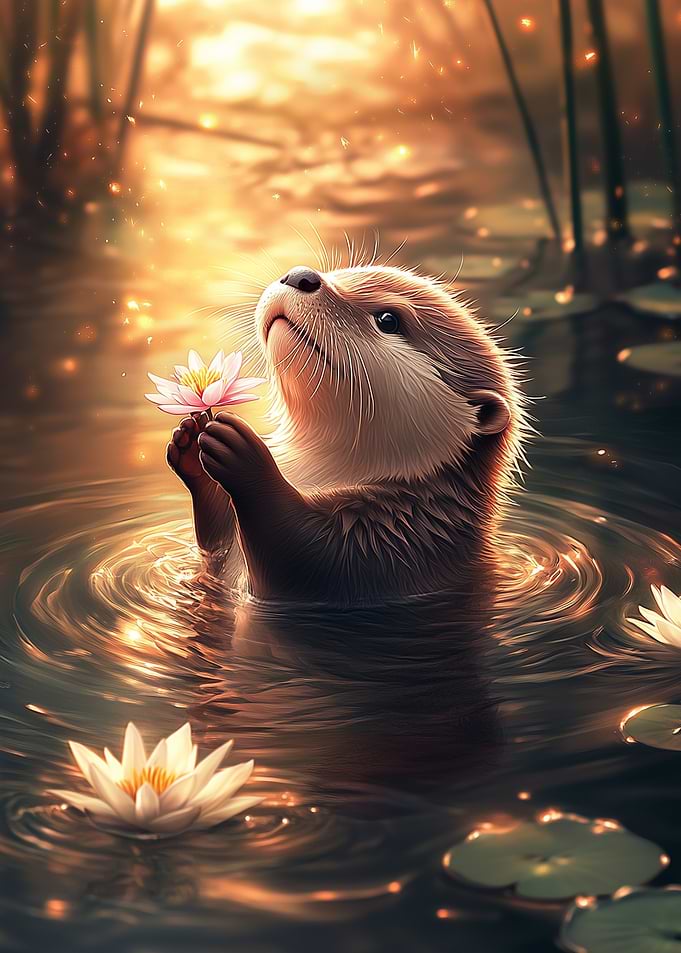 Otter with Flower