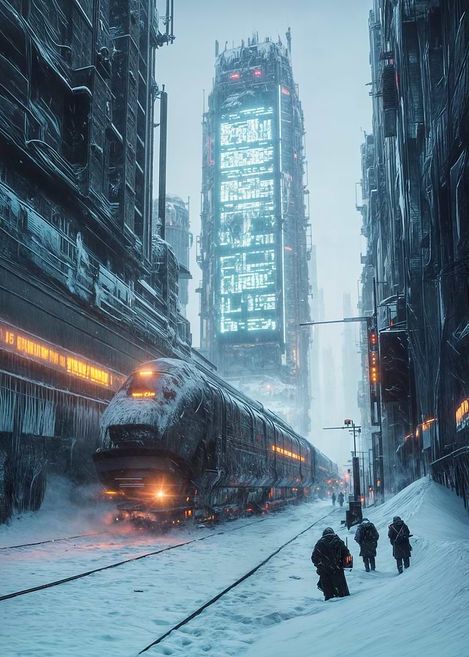 Cyberpunk Train in Snow