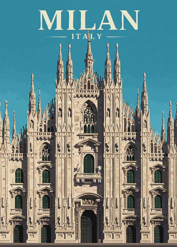 Milan Italy Cathedral Travel Poster