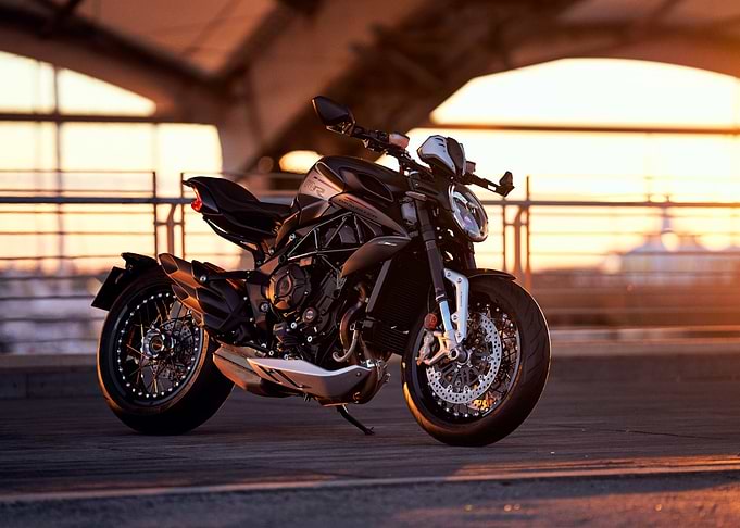 Black Motorcycle at Sunset
