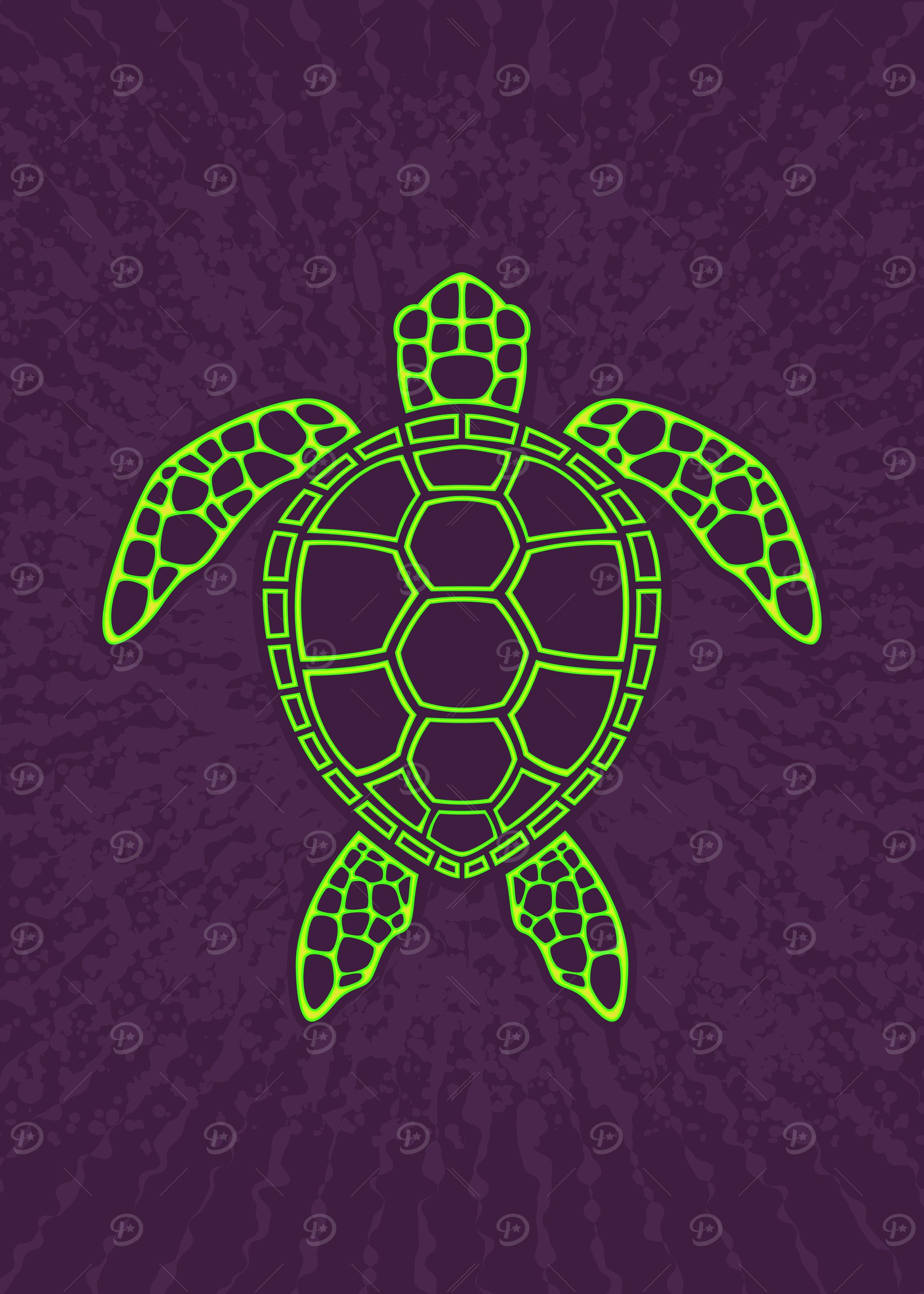 Green Neon Lava Sea Turtle Design