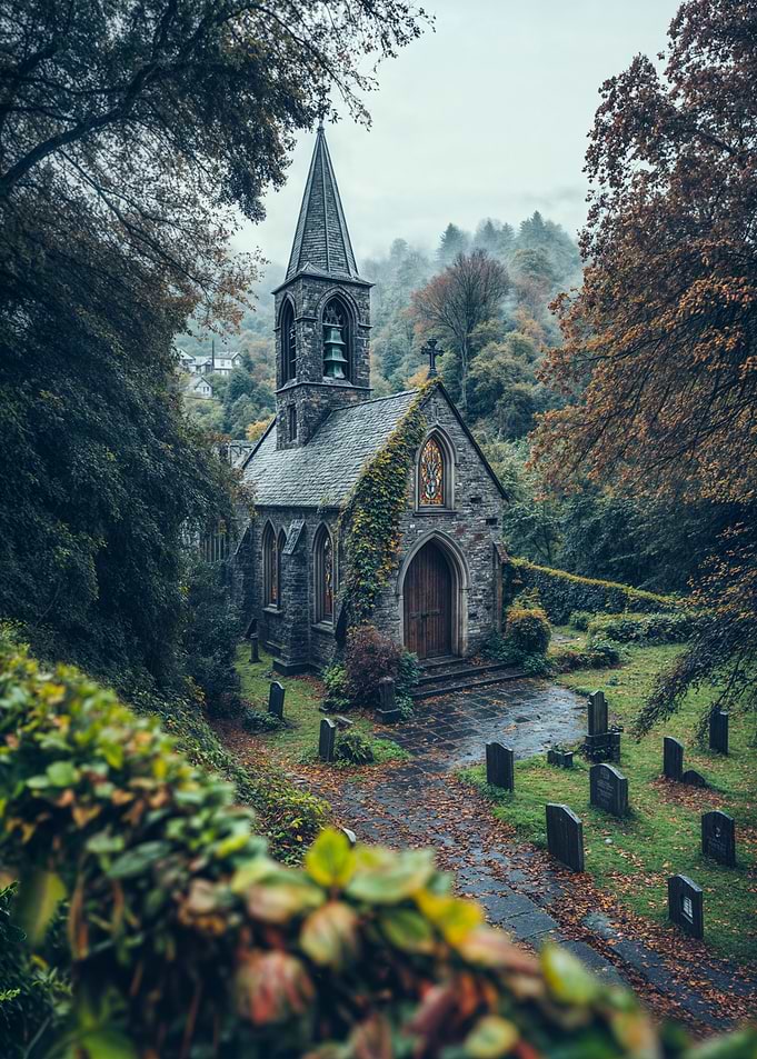 Stone Church in Forest