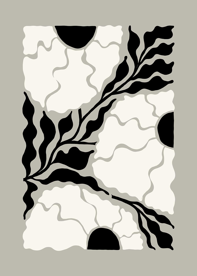 Black and White Floral Design