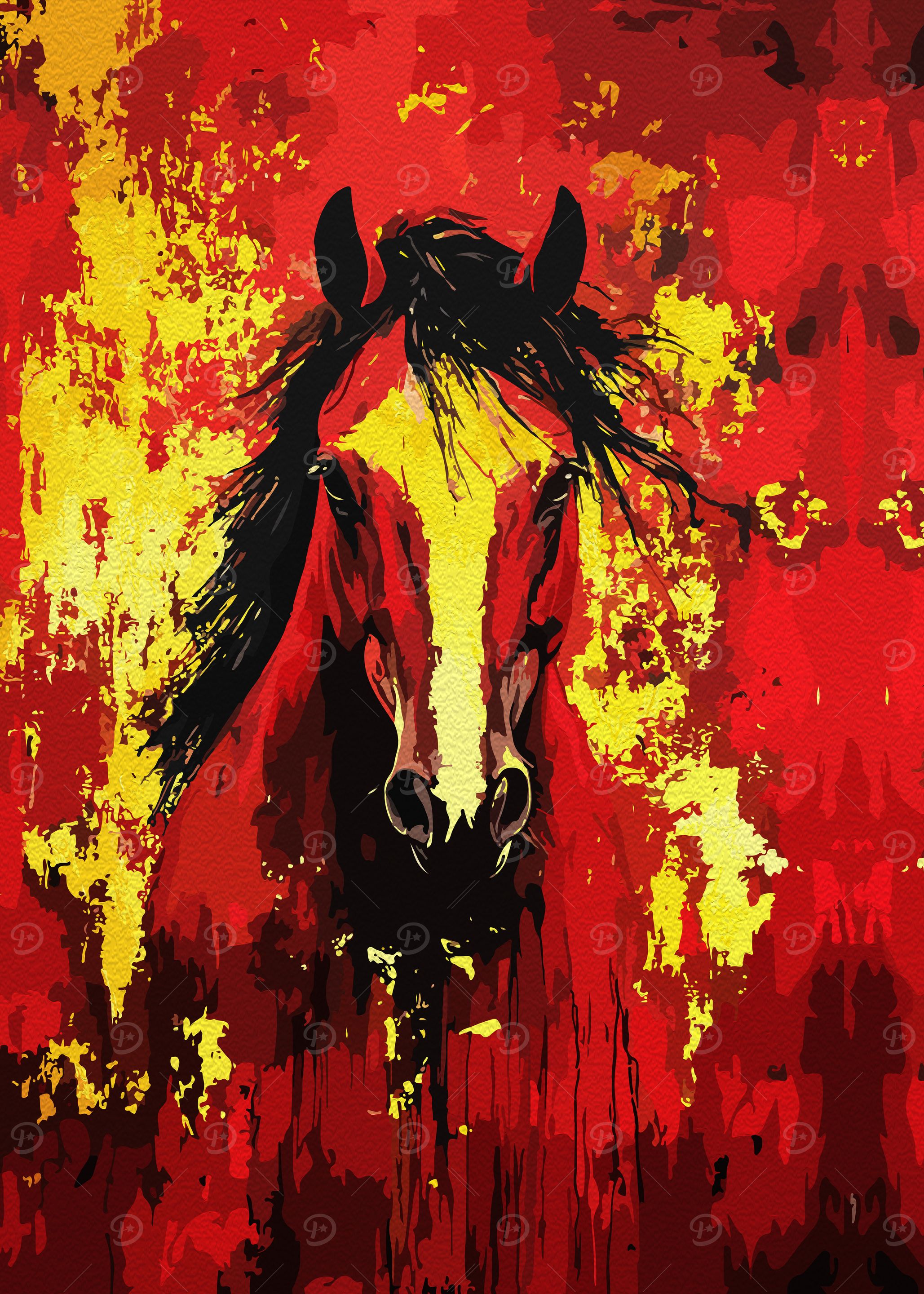 Red Horse Abstract Art