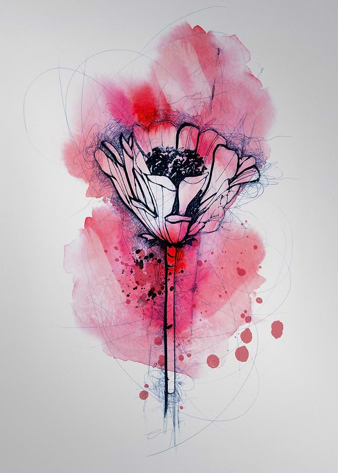 Watercolor Flower Sketch