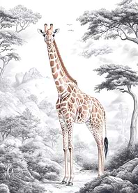 Giraffe in African Landscape