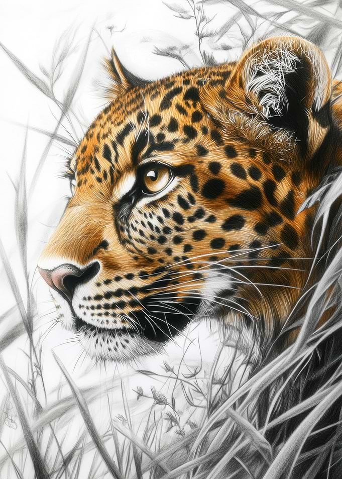 Leopard in Tall Grass