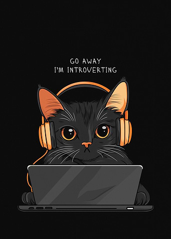 Introverted Cat with Laptop