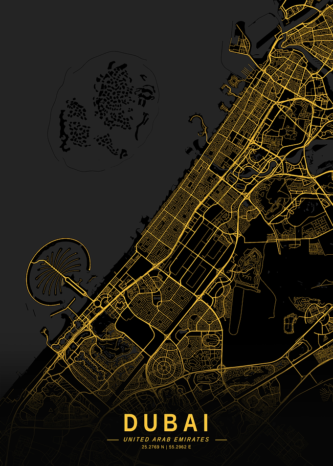 Golden Dubai City Map