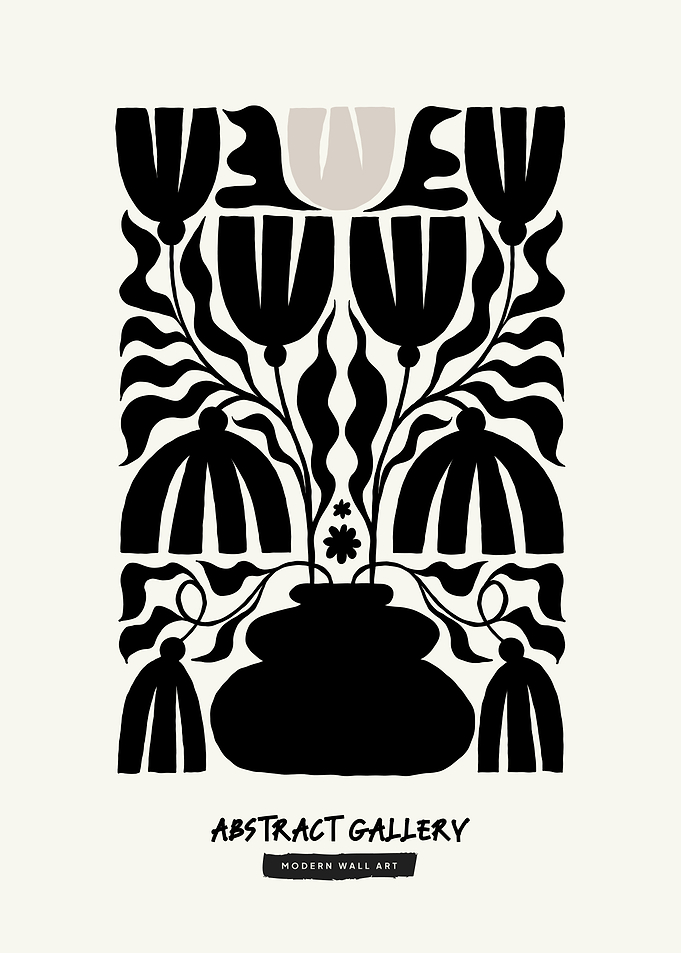 Black and White Floral Art