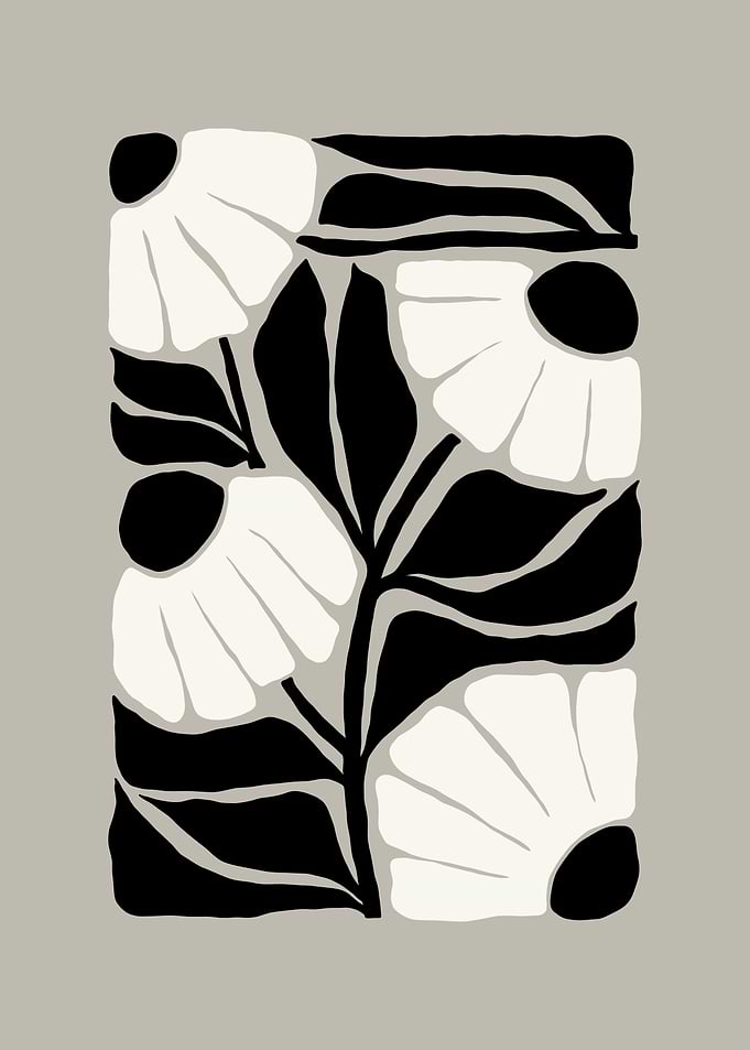 Black and White Floral Art