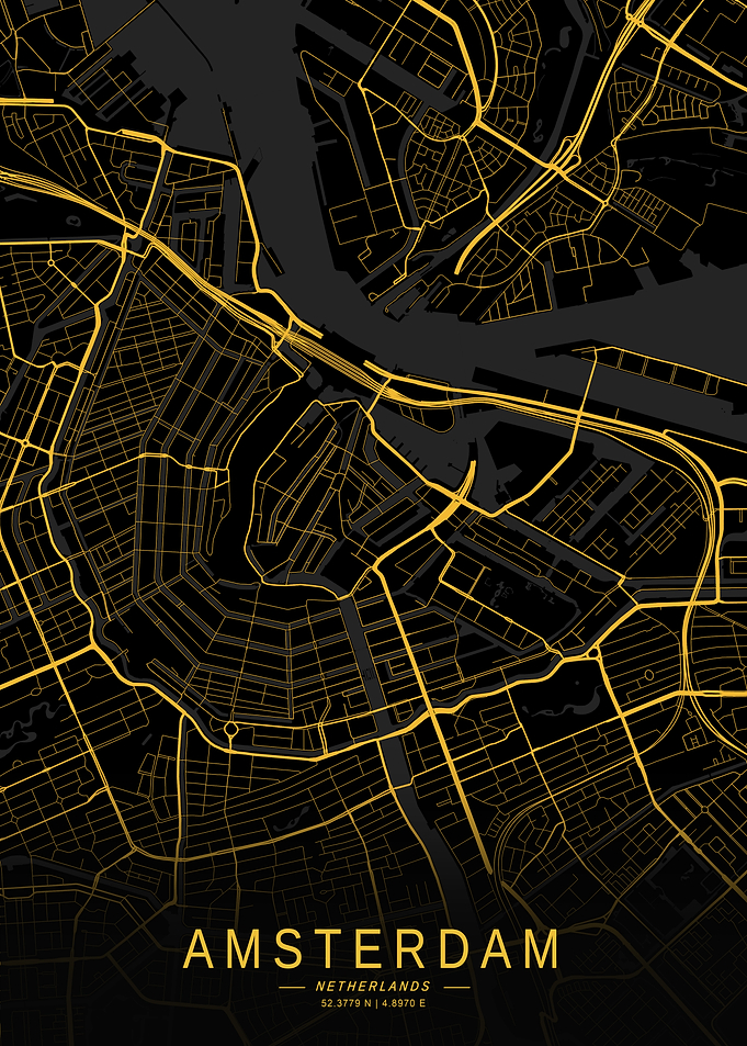 Golden Amsterdam City Map