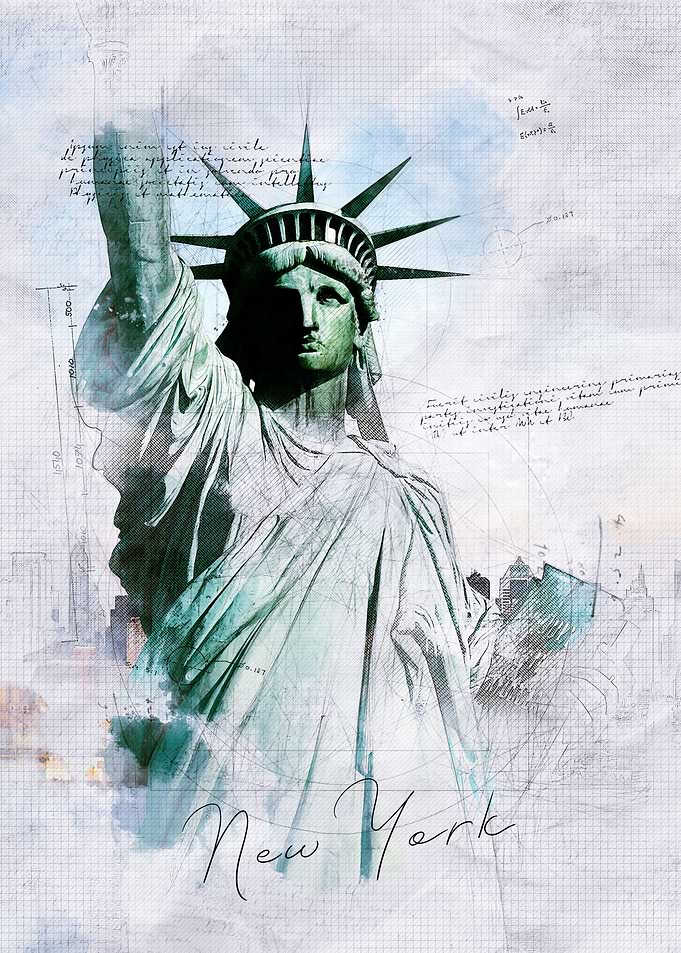 Statue of Liberty Metal Poster | New York Wall Art | Iconic Landmark Print