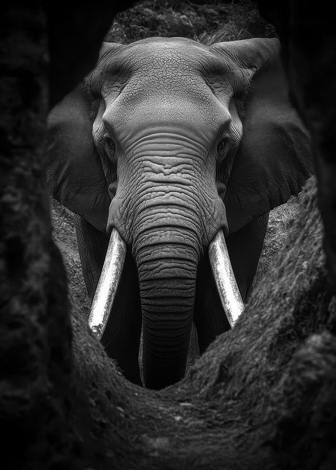 Elephant Black and White