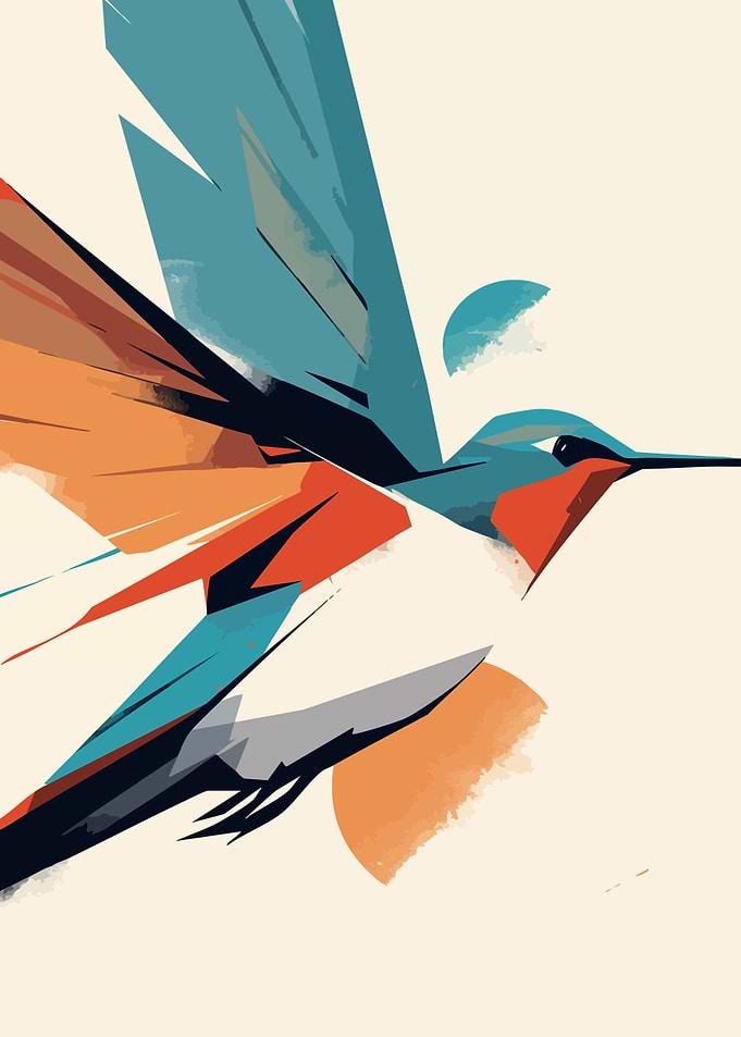 Hummingbird in Flight Minimalist Art
