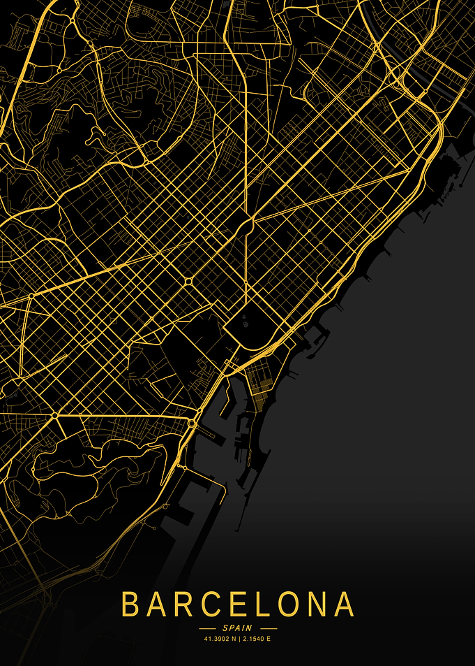 Golden Barcelona City Map