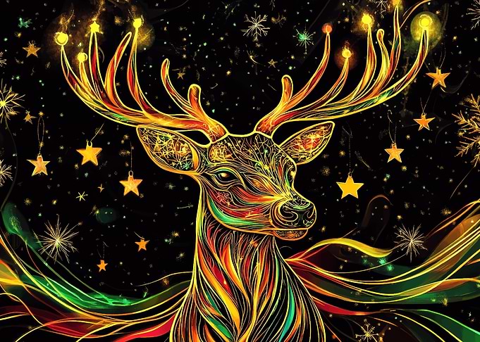 Neon Reindeer Art