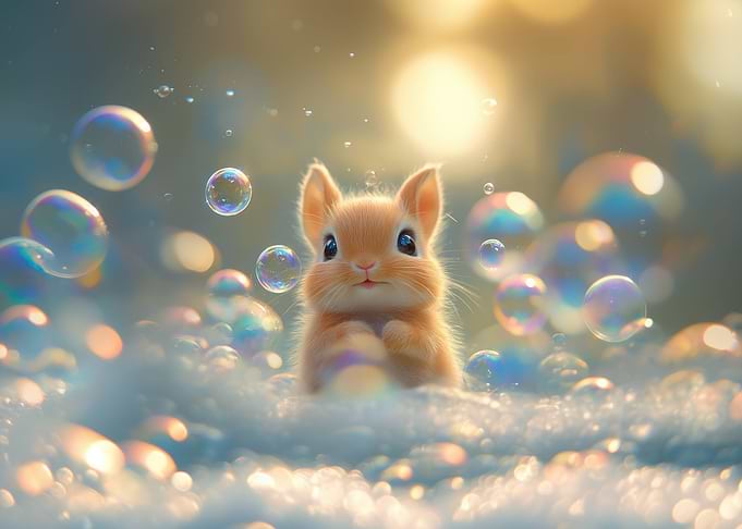 Cute Bunny with Bubbles