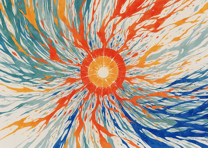 Abstract Watercolor Sunburst