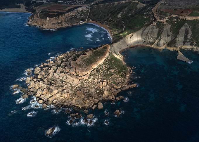 Aerial View of Rocky Coastline