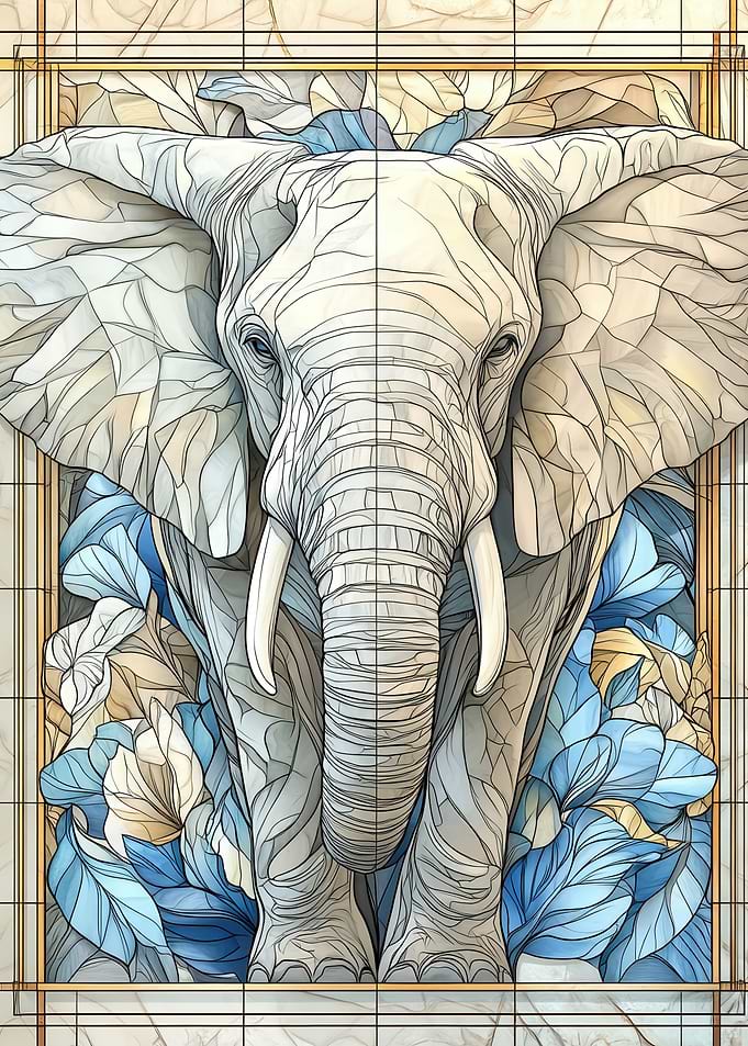 Elephant Stained Glass