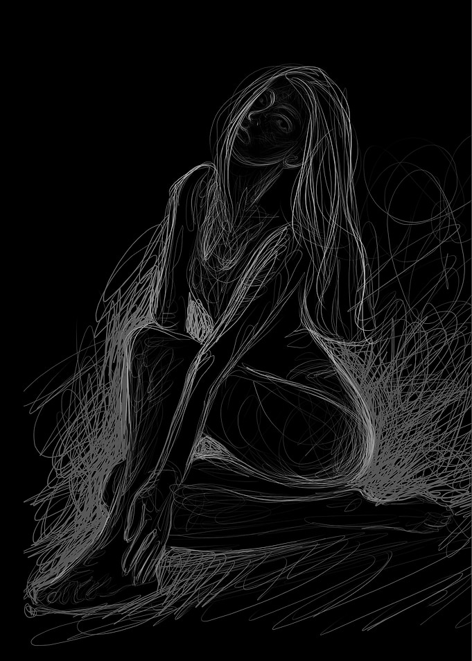 Woman Sketch on Black