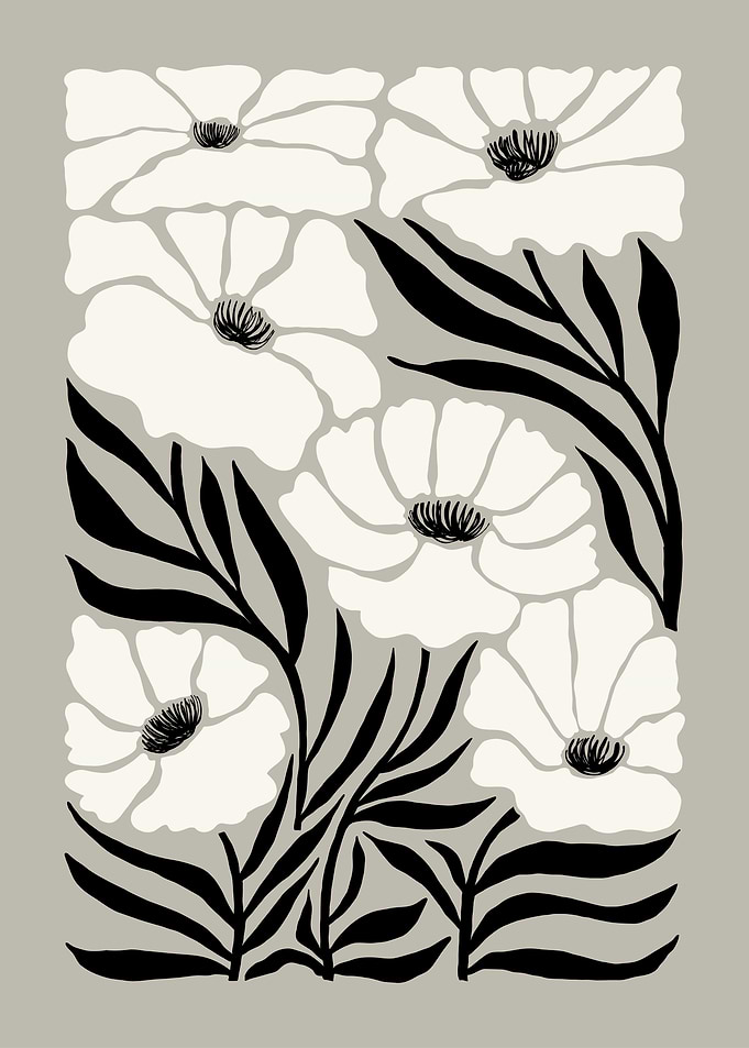 Black and White Floral Print