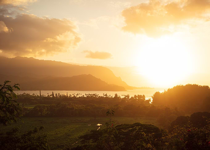 Sunset over Hanalei Bay