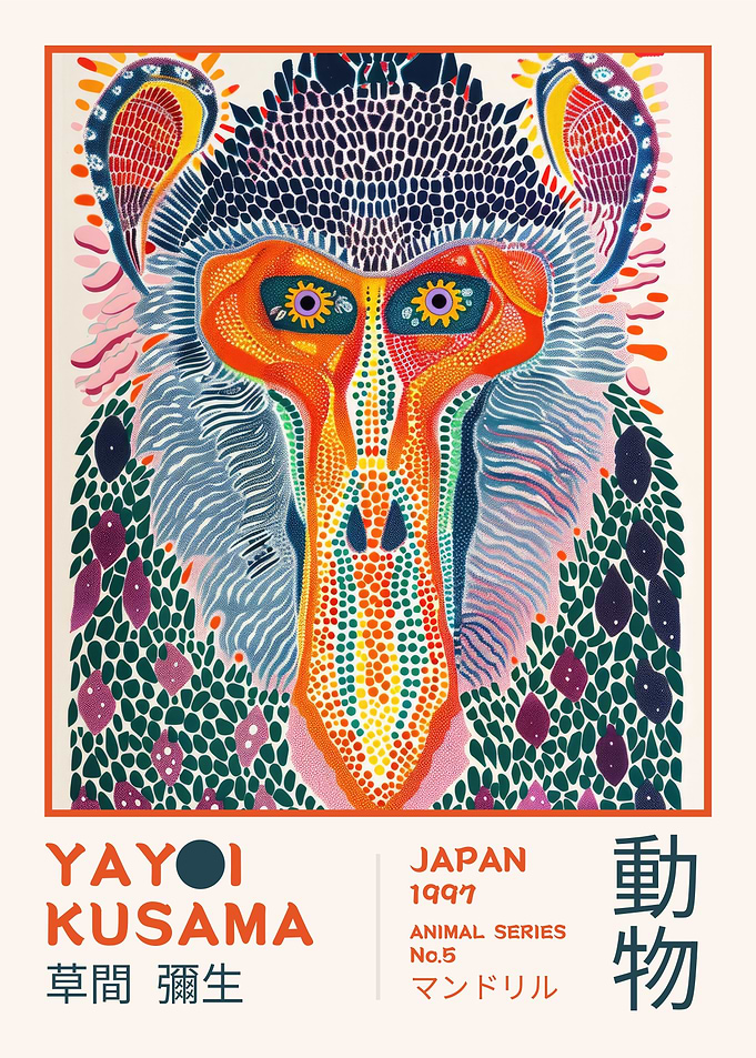 Yayoi Kusama Mandrill No.5 Exhibition Poster
