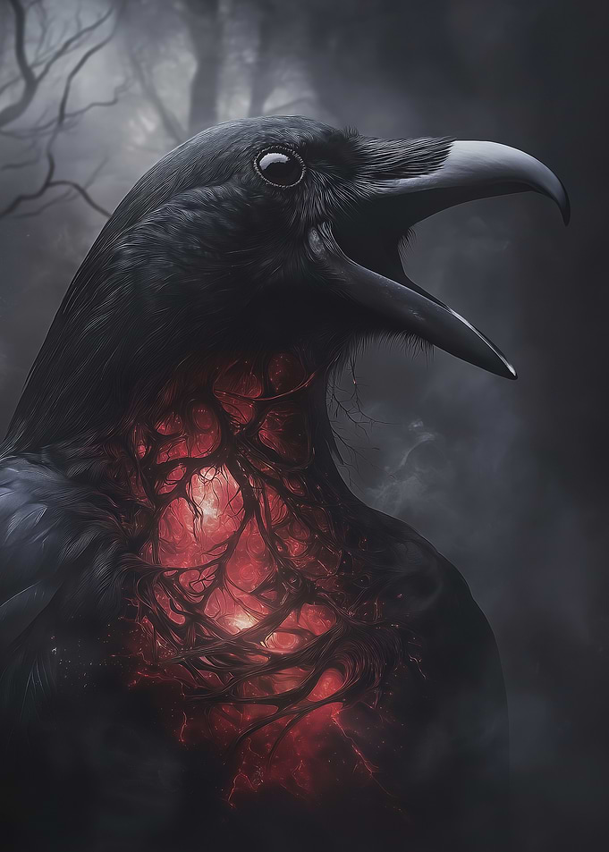 Raven With Glowing Core