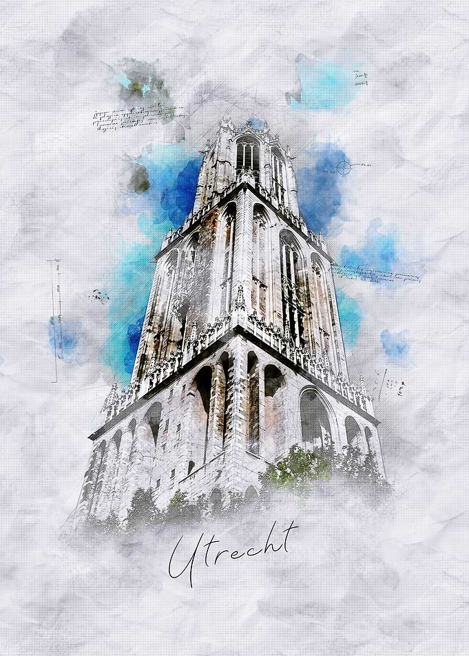 Utrecht Church Watercolor