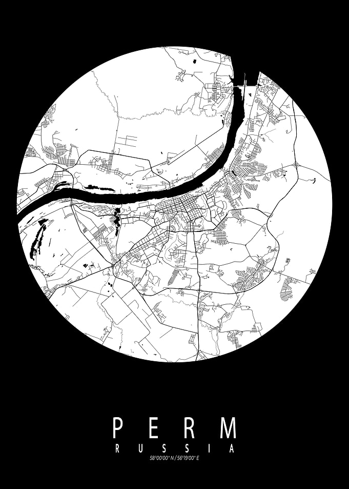 Perm City Map Russia Full Moon