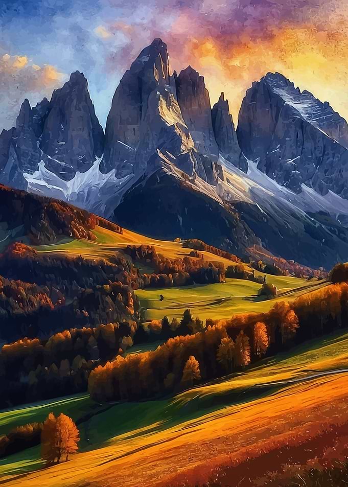 Dolomites Mountain at Paternkofel Landscape Painting