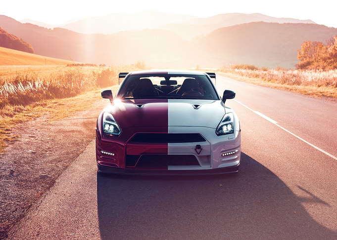 Red and White Nissan GT-R