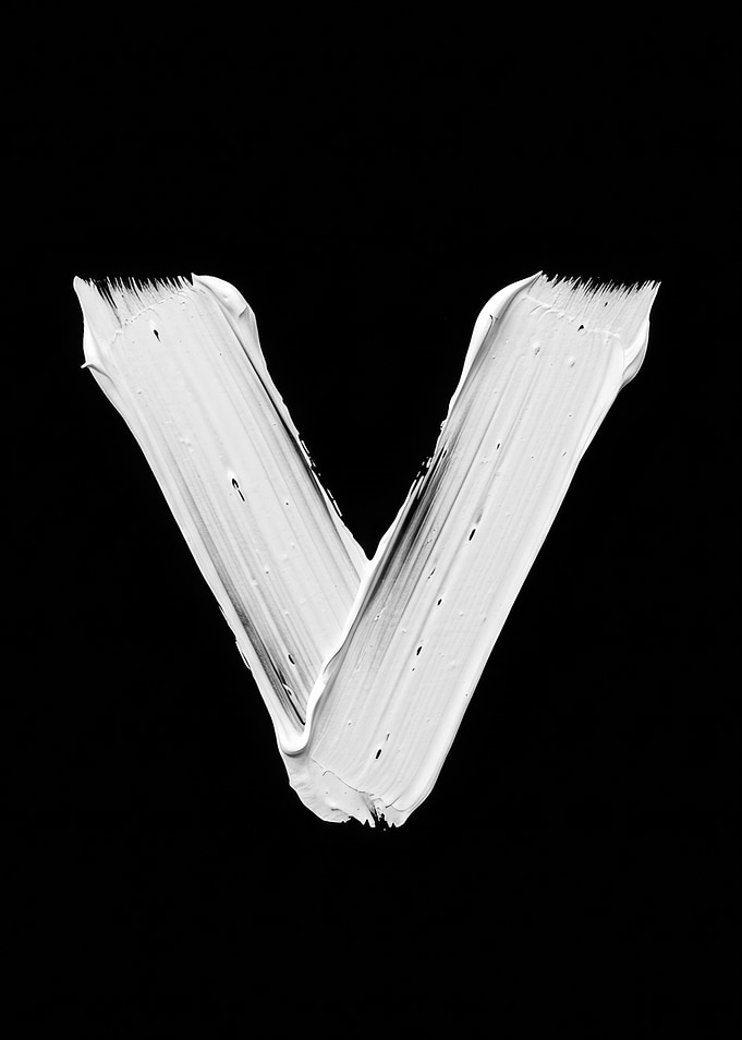 White Paint Letter V