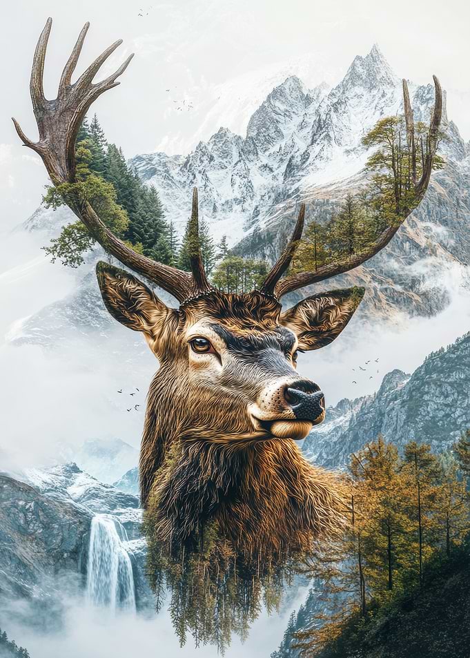 Deer in Mountain Landscape
