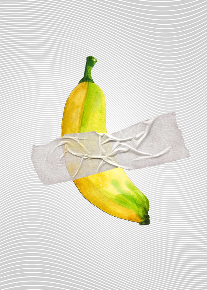 Watercolor Banana with Tape