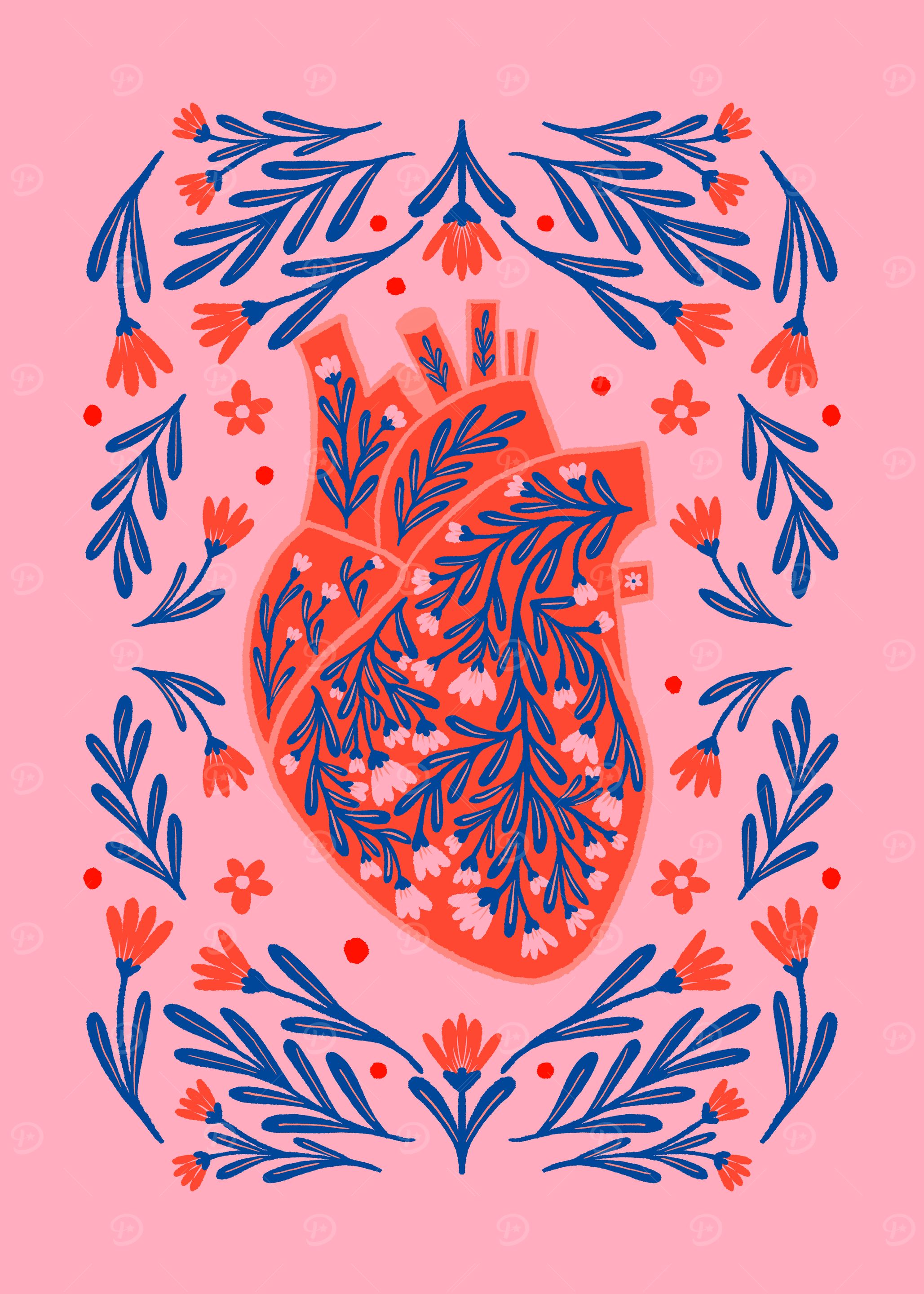 Floral Anatomical Heart