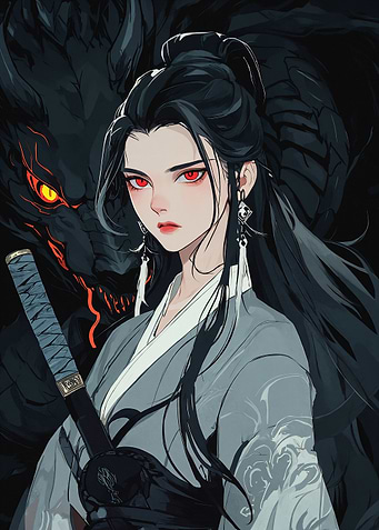 Anime Girl with Dragon