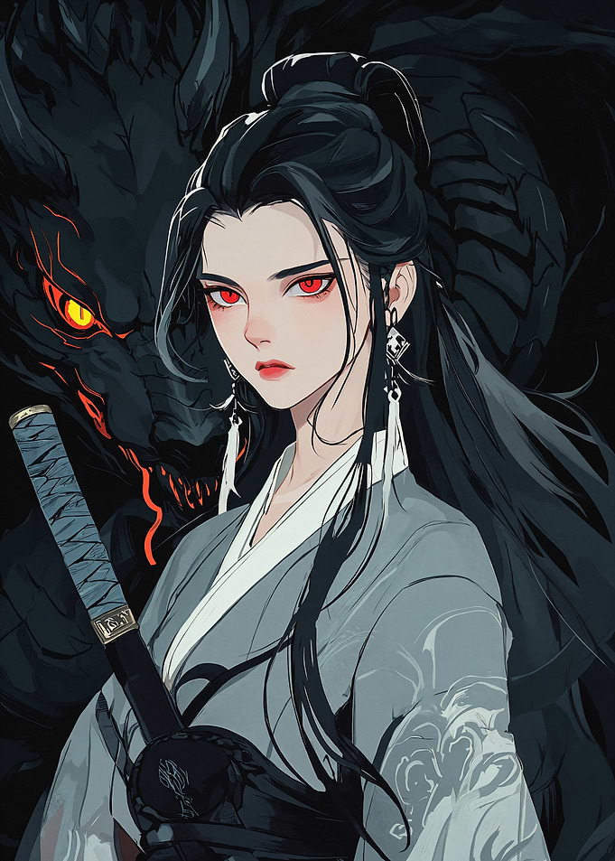 Anime Girl with Dragon
